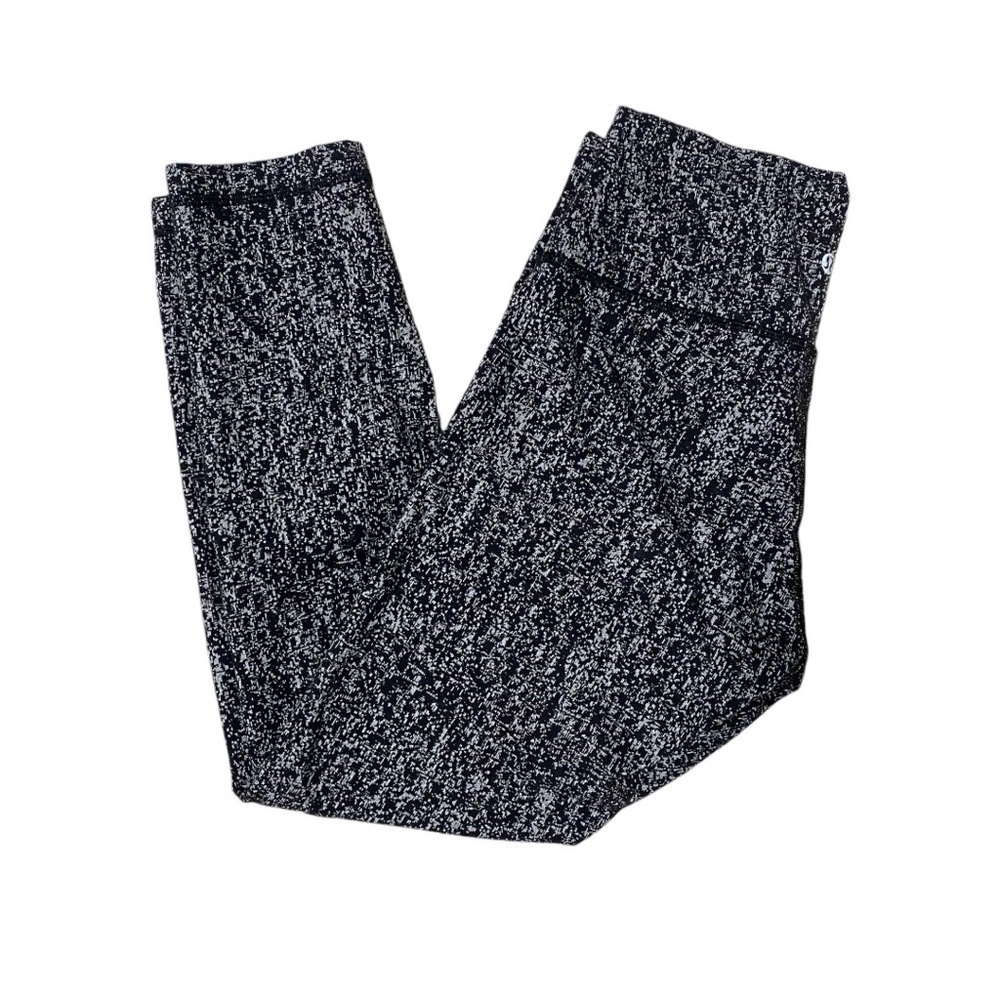 Lululemon Wunder Under Crop High Rise Luon Suited Jacquard Black White Leggings